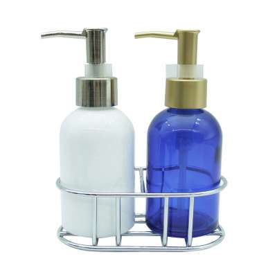 nickel silver gold plated metal bath sink caddy racks plastic bottle holder bathroom accessories liquid soap hair oil shampoo