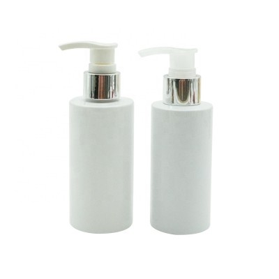 small plastic cylinder bottle for gel Haodexin cheap empty lotion bottles with silver pump 120ml 140ml hand liquid soap bottle